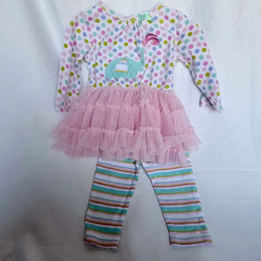 Nursery Rhyme Pink Polka Dot & Stripe Tutu Matching Set